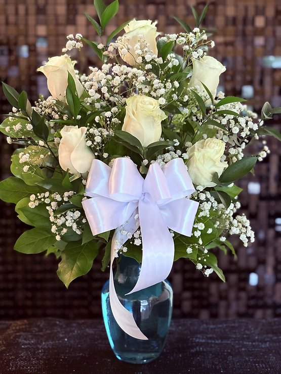 HALF DOZEN WHITE ROSES