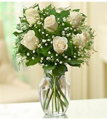 HALF DOZEN WHITE ROSES